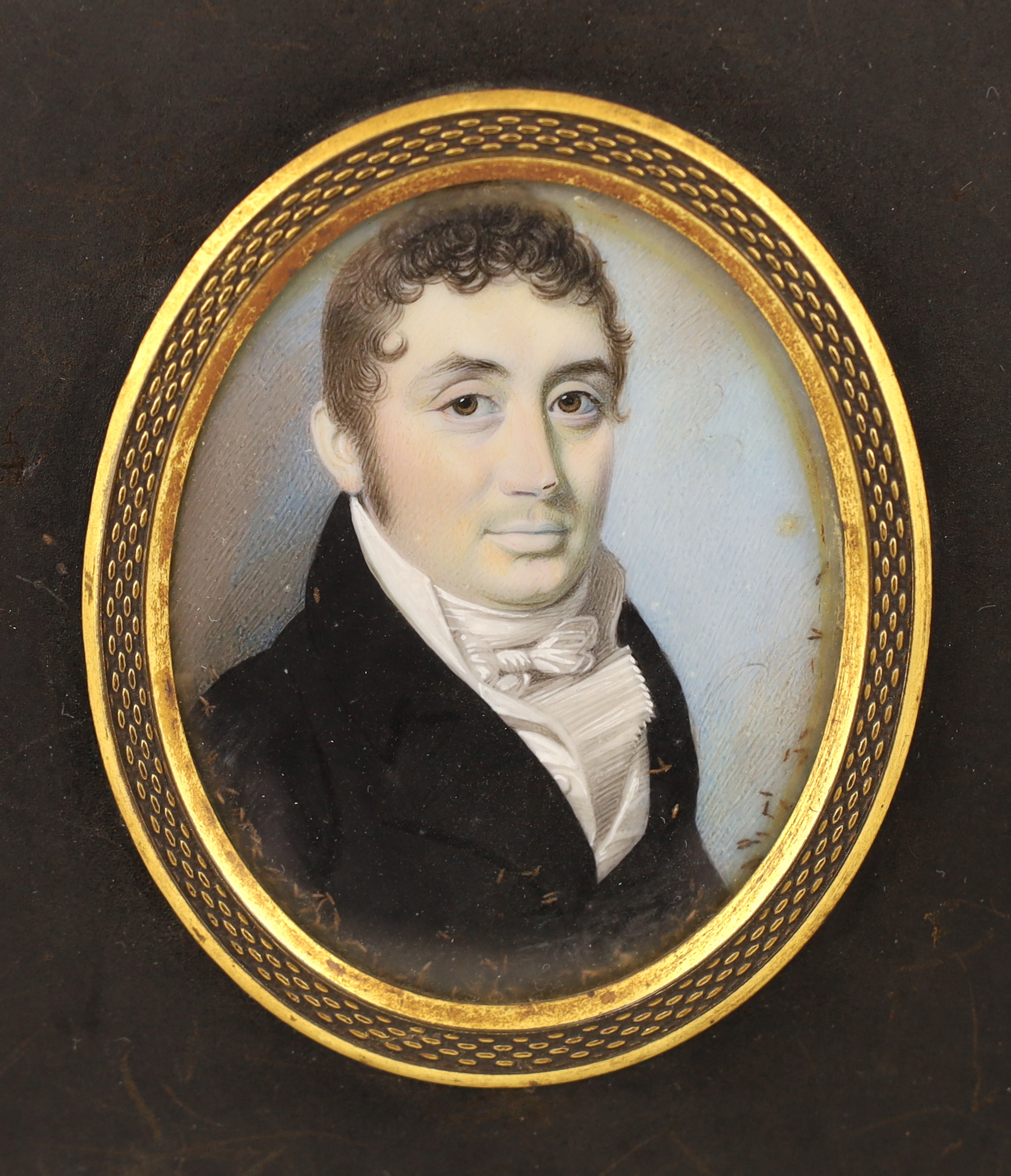 Thomas Richmond (British, 1771-1837), Portrait miniatures of a lady and gentleman, watercolour on ivory (2), 7.4 x 6cm. CITES Submission reference QARKMEPS
